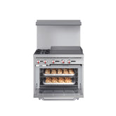 36 in. 2 Burner Commercial Natural Gas Range with 24 in. Griddle in Stainless-Steel (KM-CRG36-NG)